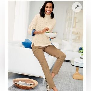 Talbots Bobble Stitch Turtleneck Cream Sweater LP